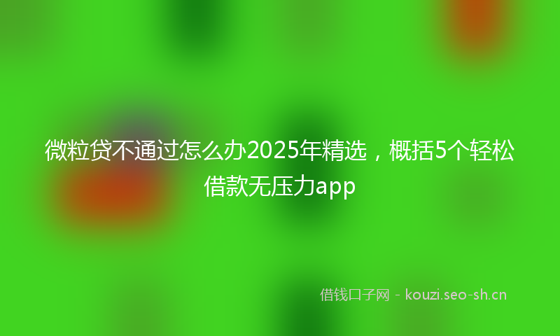 微粒贷不通过怎么办2025年精选，概括5个轻松借款无压力app