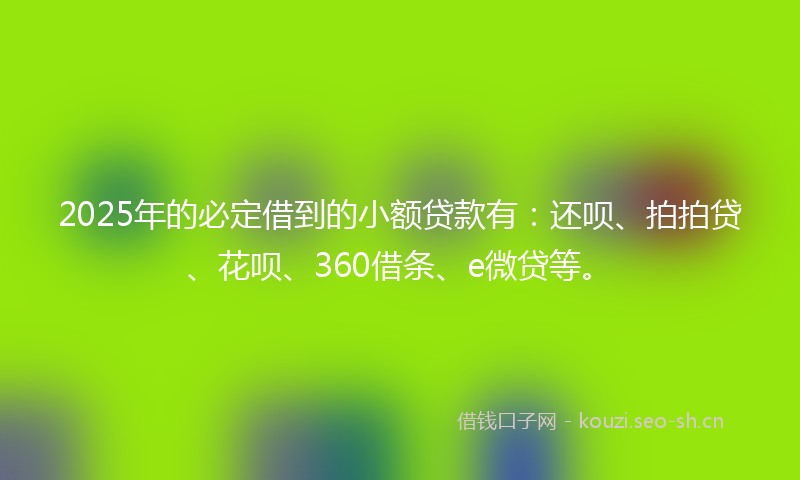 2025年的必定借到的小额贷款有：还呗、拍拍贷、花呗、360借条、e微贷等。