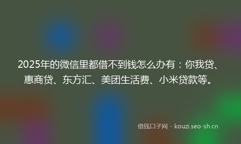 2025年的微信里都借不到钱怎么办有：你我贷、惠商贷、东方汇、美团生活费、小米贷款等。