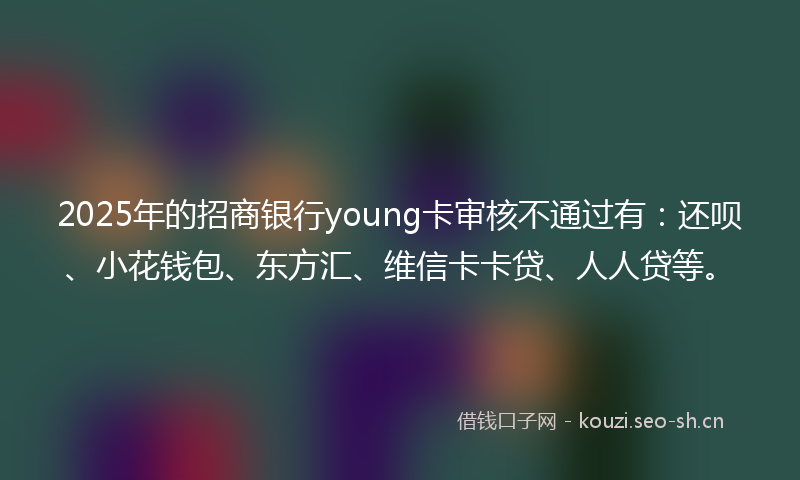 2025年的招商银行young卡审核不通过有：还呗、小花钱包、东方汇、维信卡卡贷、人人贷等。