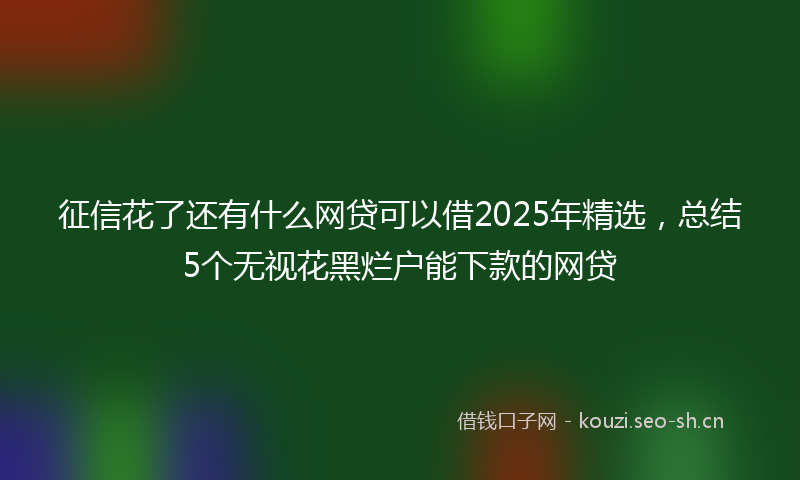 征信花了还有什么网贷可以借2025年精选，总结5个无视花黑烂户能下款的网贷
