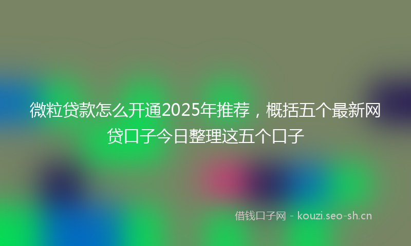 微粒贷款怎么开通2025年推荐，概括五个最新网贷口子今日整理这五个口子