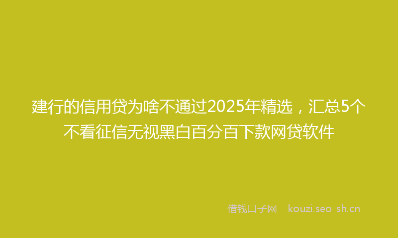 建行的信用贷为啥不通过2025年精选，汇总5个不看征信无视黑白百分百下款网贷软件