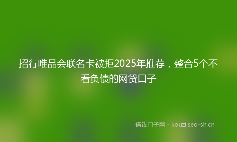 招行唯品会联名卡被拒2025年推荐，整合5个不看负债的网贷口子