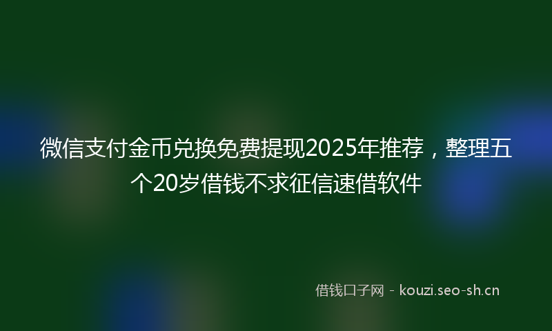 微信支付金币兑换免费提现2025年推荐，整理五个20岁借钱不求征信速借软件