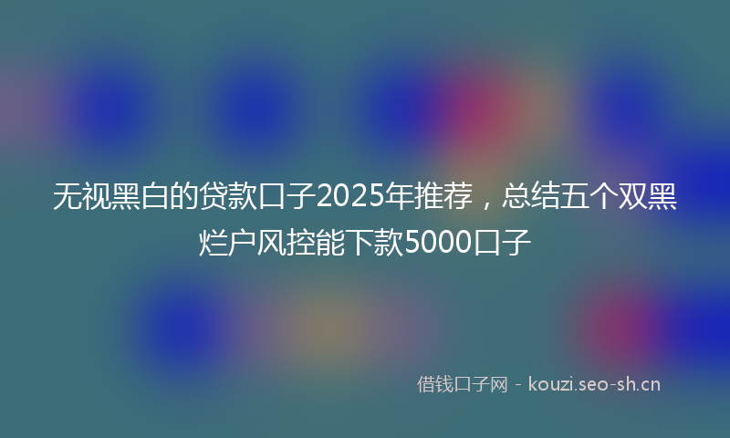 无视黑白的贷款口子2025年推荐，总结五个双黑烂户风控能下款5000口子