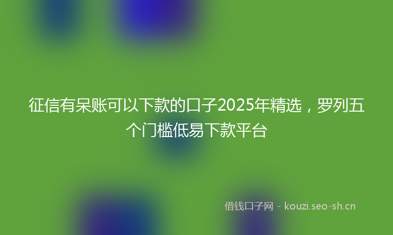征信有呆账可以下款的口子2025年精选，罗列五个门槛低易下款平台