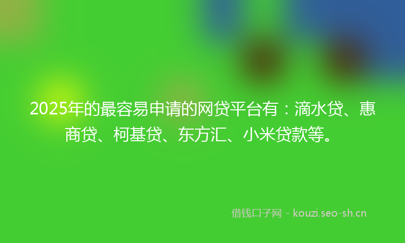 2025年的最容易申请的网贷平台有：滴水贷、惠商贷、柯基贷、东方汇、小米贷款等。