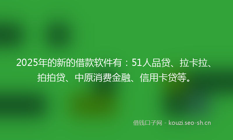 2025年的新的借款软件有：51人品贷、拉卡拉、拍拍贷、中原消费金融、信用卡贷等。