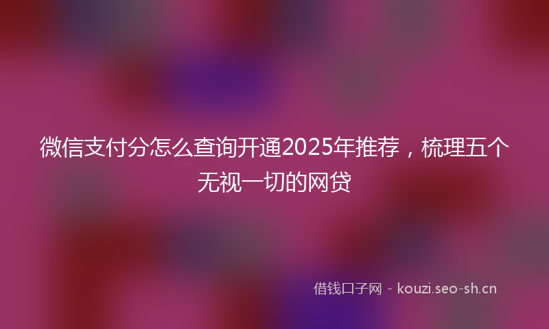 微信支付分怎么查询开通2025年推荐，梳理五个无视一切的网贷