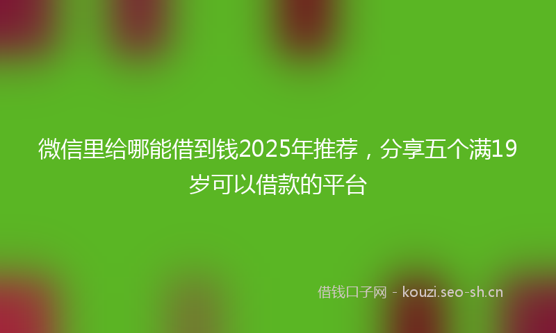 微信里给哪能借到钱2025年推荐，分享五个满19岁可以借款的平台
