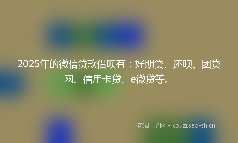 2025年的微信贷款借呗有：好期贷、还呗、团贷网、信用卡贷、e微贷等。