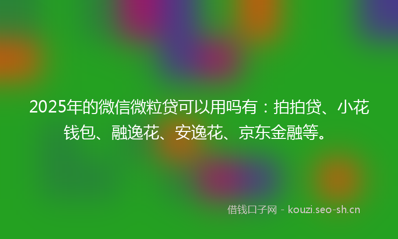2025年的微信微粒贷可以用吗有:拍拍贷、小花钱包、融逸花、安逸花、京东金融等。