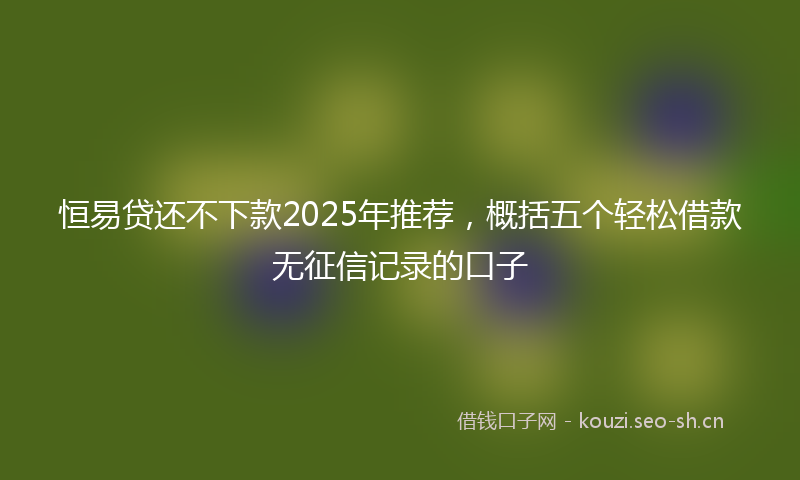 恒易贷还不下款2025年推荐，概括五个轻松借款无征信记录的口子