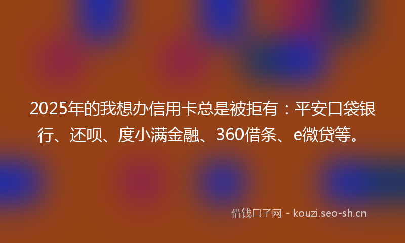 2025年的我想办信用卡总是被拒有：平安口袋银行、还呗、度小满金融、360借条、e微贷等。