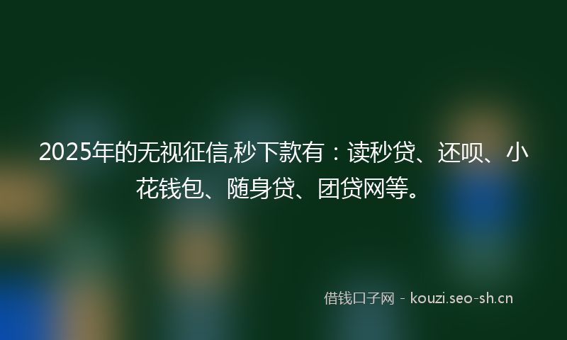 2025年的无视征信,秒下款有：读秒贷、还呗、小花钱包、随身贷、团贷网等。