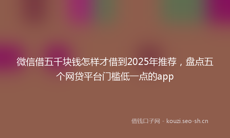 微信借五千块钱怎样才借到2025年推荐,盘点五个网贷平台门槛低一点的app