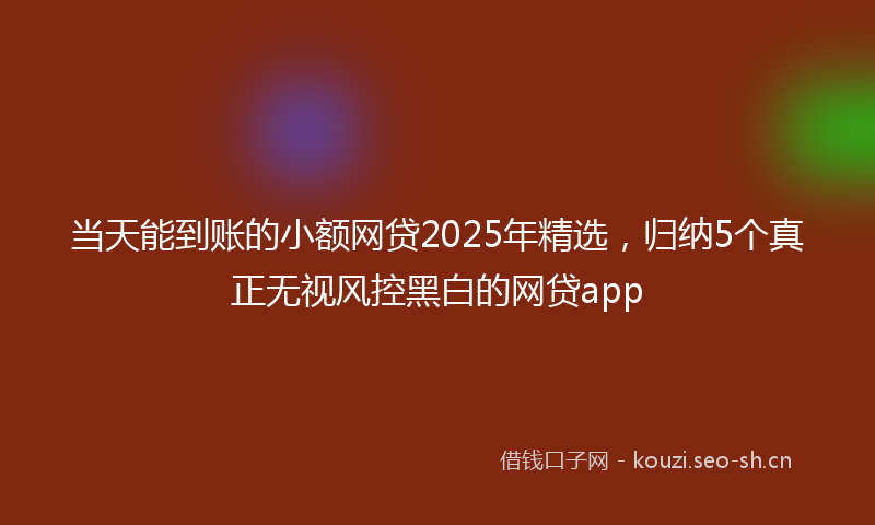 当天能到账的小额网贷2025年精选，归纳5个真正无视风控黑白的网贷app