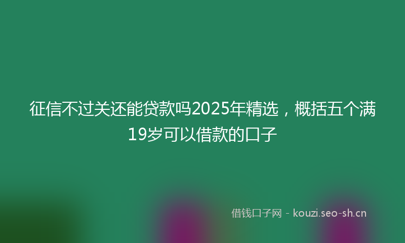 征信不过关还能贷款吗2025年精选，概括五个满19岁可以借款的口子