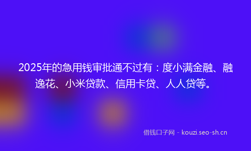 2025年的急用钱审批通不过有:度小满金融、融逸花、小米贷款、信用卡贷、人人贷等。