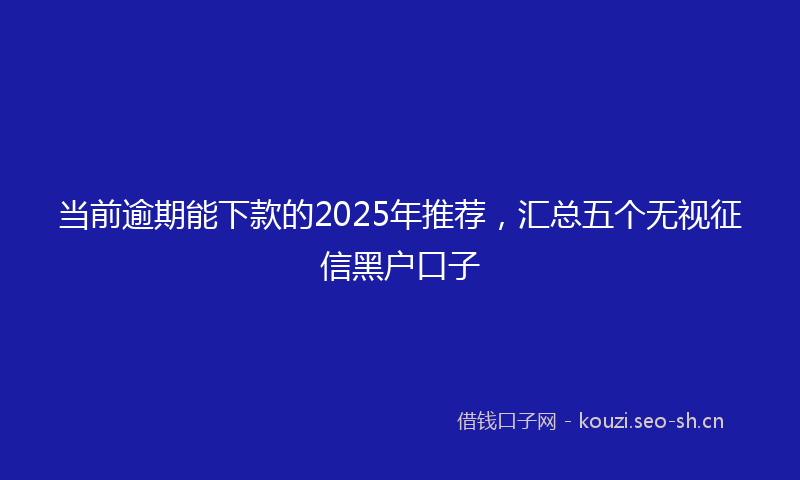 当前逾期能下款的2025年推荐，汇总五个无视征信黑户口子