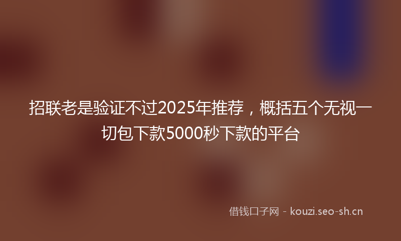 招联老是验证不过2025年推荐，概括五个无视一切包下款5000秒下款的平台