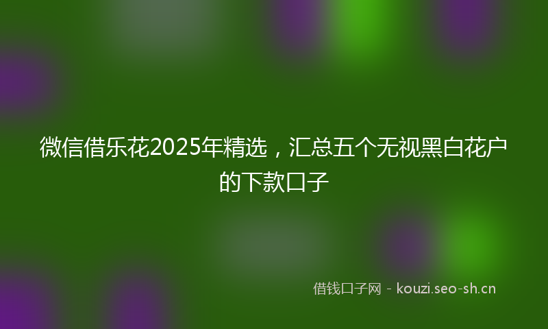 微信借乐花2025年精选，汇总五个无视黑白花户的下款口子