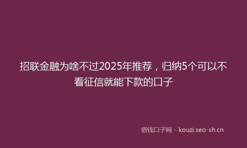 招联金融为啥不过2025年推荐,归纳5个可以不看征信就能下款的口子