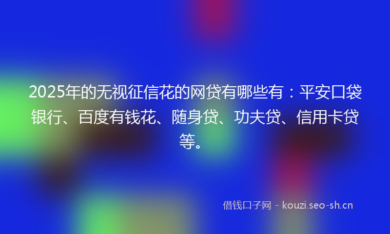 2025年的无视征信花的网贷有哪些有：平安口袋银行、百度有钱花、随身贷、功夫贷、信用卡贷等。