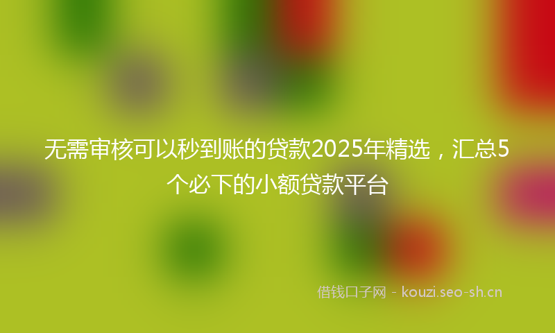 无需审核可以秒到账的贷款2025年精选，汇总5个必下的小额贷款平台