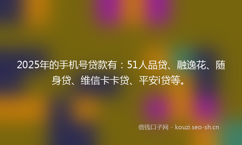 2025年的手机号贷款有：51人品贷、融逸花、随身贷、维信卡卡贷、平安i贷等。