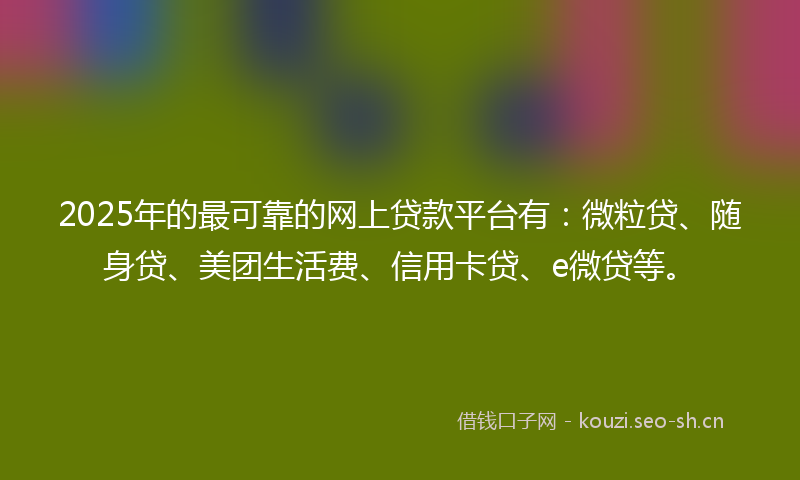 2025年的最可靠的网上贷款平台有：微粒贷、随身贷、美团生活费、信用卡贷、e微贷等。