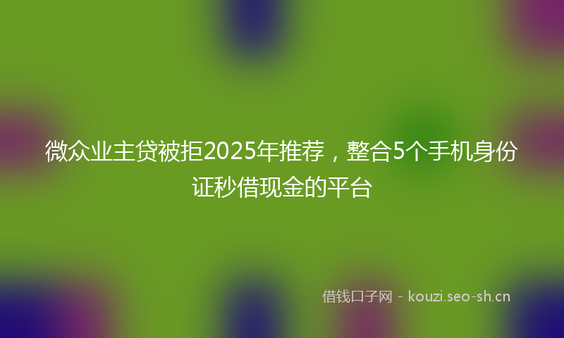 微众业主贷被拒2025年推荐,整合5个手机身份证秒借现金的平台