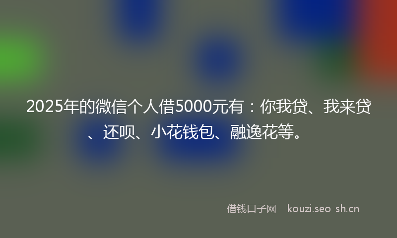 2025年的微信个人借5000元有：你我贷、我来贷、还呗、小花钱包、融逸花等。