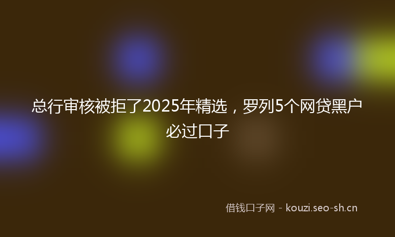 总行审核被拒了2025年精选,罗列5个网贷黑户必过口子