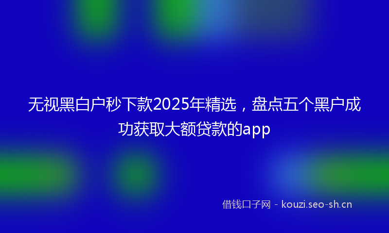 无视黑白户秒下款2025年精选，盘点五个黑户成功获取大额贷款的app