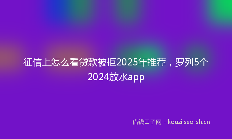 征信上怎么看贷款被拒2025年推荐，罗列5个2024放水app
