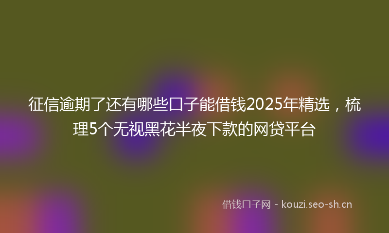 征信逾期了还有哪些口子能借钱2025年精选,梳理5个无视黑花半夜下款的网贷平台