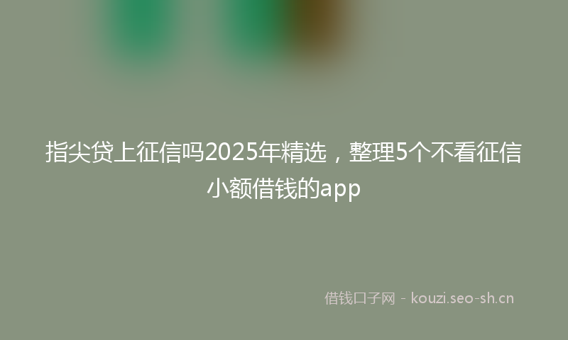 指尖贷上征信吗2025年精选，整理5个不看征信小额借钱的app