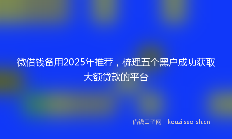 微借钱备用2025年推荐，梳理五个黑户成功获取大额贷款的平台