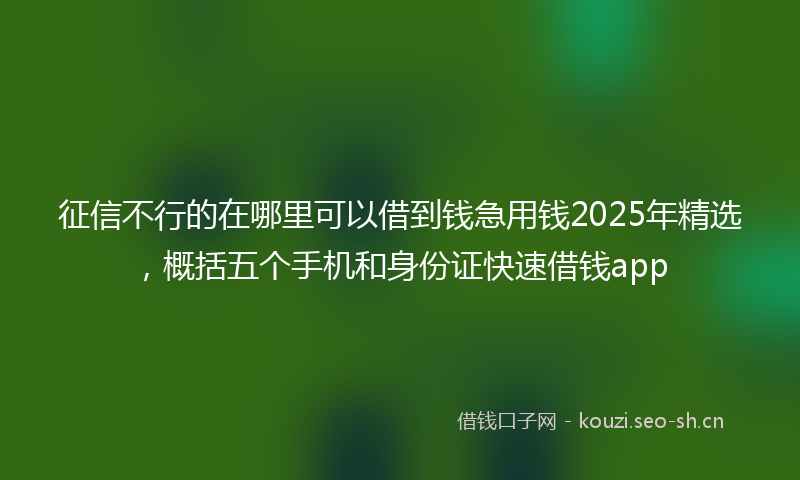 征信不行的在哪里可以借到钱急用钱2025年精选，概括五个手机和身份证快速借钱app