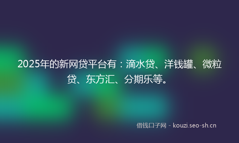 2025年的新网贷平台有：滴水贷、洋钱罐、微粒贷、东方汇、分期乐等。