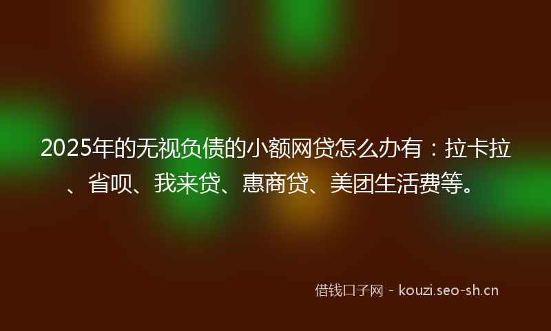 2025年的无视负债的小额网贷怎么办有：拉卡拉、省呗、我来贷、惠商贷、美团生活费等。