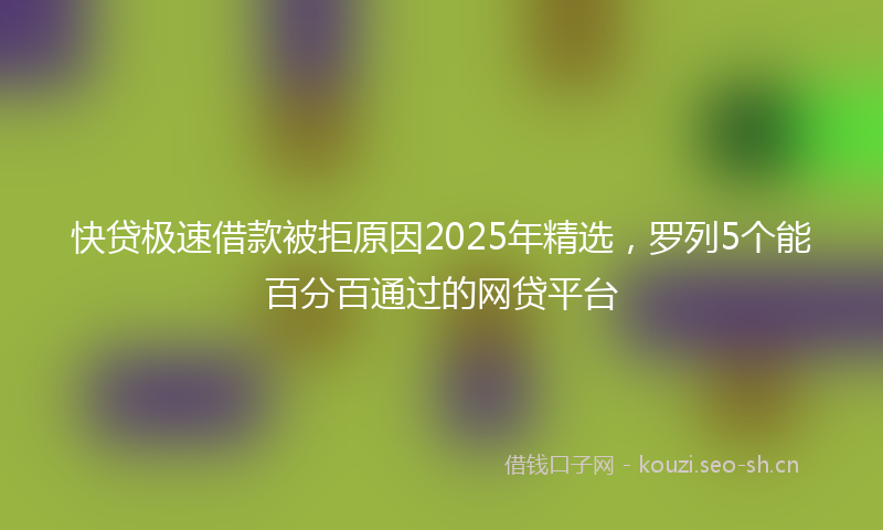 快贷极速借款被拒原因2025年精选，罗列5个能百分百通过的网贷平台