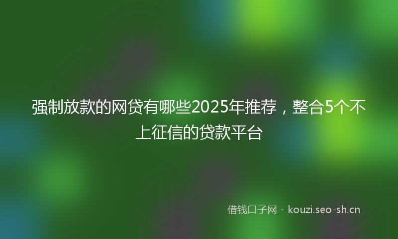 强制放款的网贷有哪些2025年推荐，整合5个不上征信的贷款平台