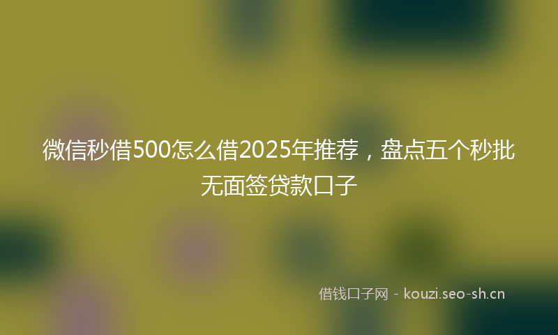 微信秒借500怎么借2025年推荐，盘点五个秒批无面签贷款口子