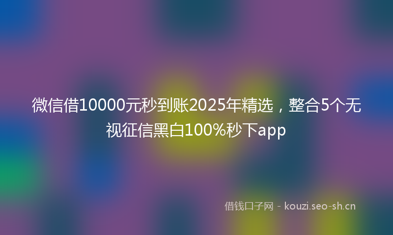 微信借10000元秒到账2025年精选，整合5个无视征信黑白100%秒下app