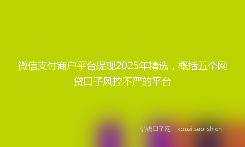 微信支付商户平台提现2025年精选，概括五个网贷口子风控不严的平台