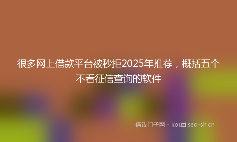 很多网上借款平台被秒拒2025年推荐，概括五个不看征信查询的软件