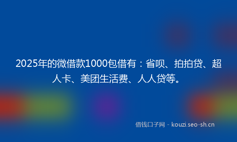 2025年的微借款1000包借有：省呗、拍拍贷、超人卡、美团生活费、人人贷等。